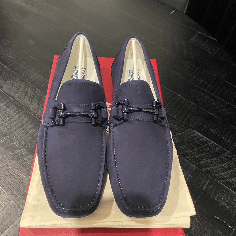 Salvatore Ferragamo Men's Parigi Suede Drivers w/ Gancini Bit-Strap Size 10